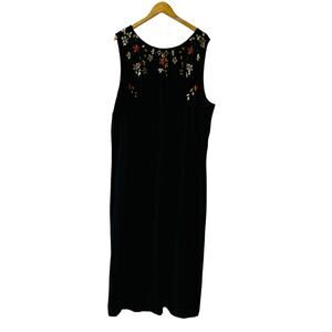 H&M Black Floral Embroidered Sleeveless Shift Dress Size 4X
